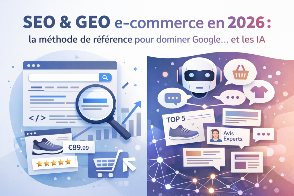 SEO & GEO e-commerce en 2026 : la méthode de référence pour dominer Google… et les IA